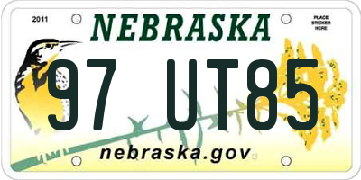 NE license plate 97UT85