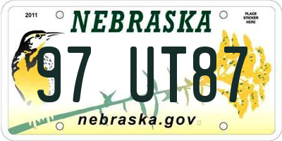 NE license plate 97UT87