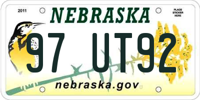 NE license plate 97UT92