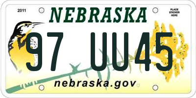 NE license plate 97UU45