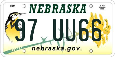 NE license plate 97UU66