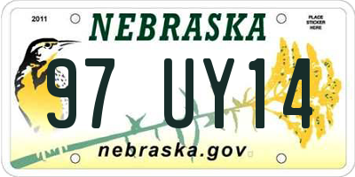 NE license plate 97UY14