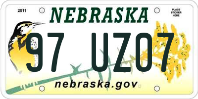 NE license plate 97UZ07