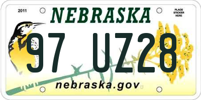 NE license plate 97UZ28