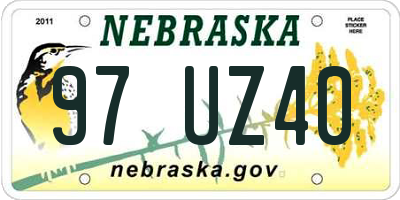 NE license plate 97UZ40