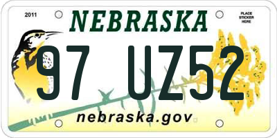 NE license plate 97UZ52