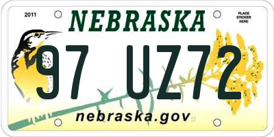 NE license plate 97UZ72
