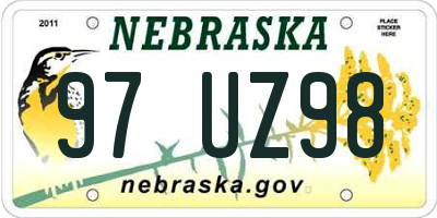 NE license plate 97UZ98
