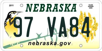 NE license plate 97VA84