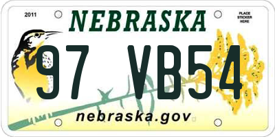 NE license plate 97VB54