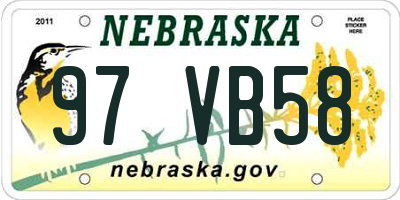 NE license plate 97VB58