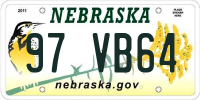 NE license plate 97VB64