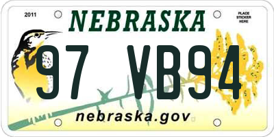 NE license plate 97VB94