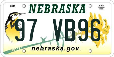 NE license plate 97VB96