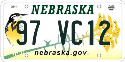 NE license plate 97VC12