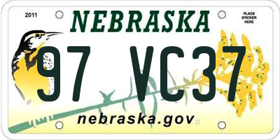 NE license plate 97VC37