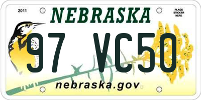 NE license plate 97VC50