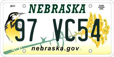 NE license plate 97VC54