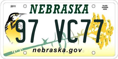 NE license plate 97VC77