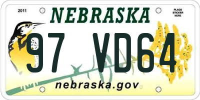 NE license plate 97VD64