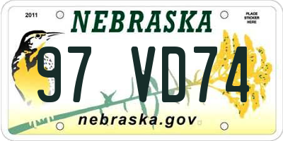 NE license plate 97VD74