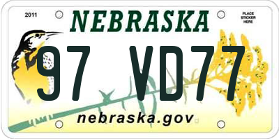NE license plate 97VD77