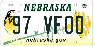 NE license plate 97VF00