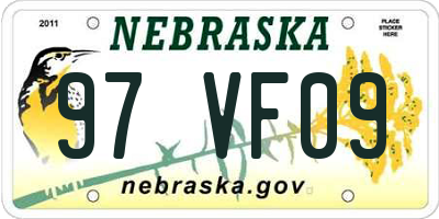 NE license plate 97VF09