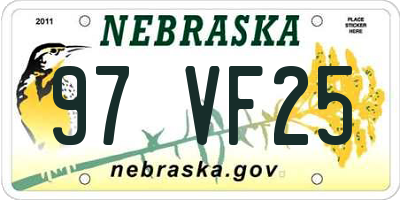 NE license plate 97VF25