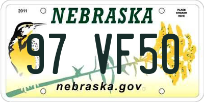 NE license plate 97VF50