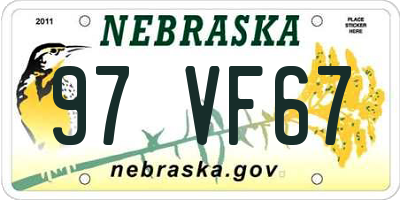NE license plate 97VF67