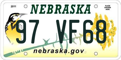 NE license plate 97VF68