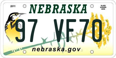 NE license plate 97VF70