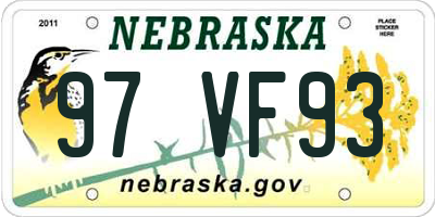 NE license plate 97VF93