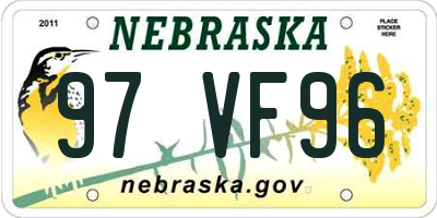 NE license plate 97VF96