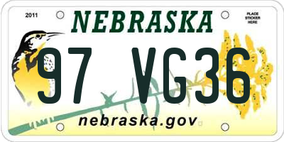NE license plate 97VG36