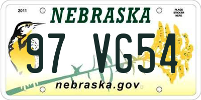 NE license plate 97VG54