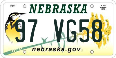 NE license plate 97VG58
