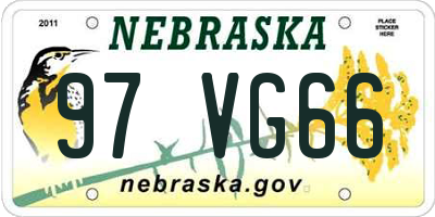 NE license plate 97VG66