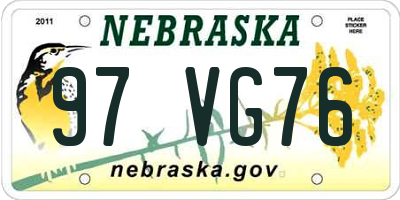 NE license plate 97VG76