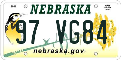 NE license plate 97VG84