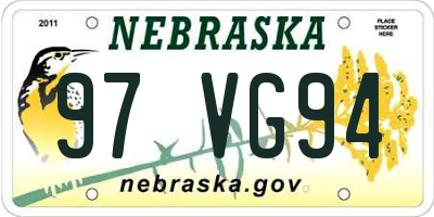 NE license plate 97VG94
