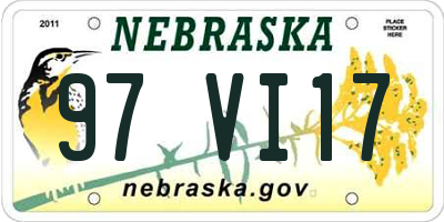 NE license plate 97VI17