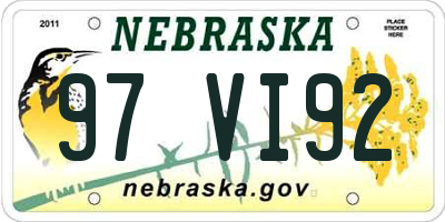 NE license plate 97VI92