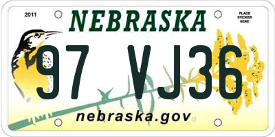 NE license plate 97VJ36