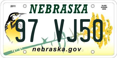 NE license plate 97VJ50