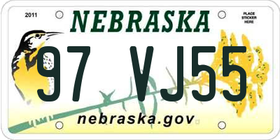 NE license plate 97VJ55