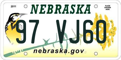 NE license plate 97VJ60