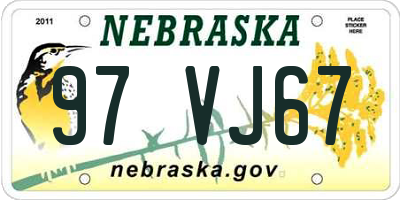 NE license plate 97VJ67