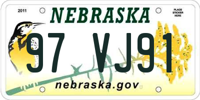 NE license plate 97VJ91